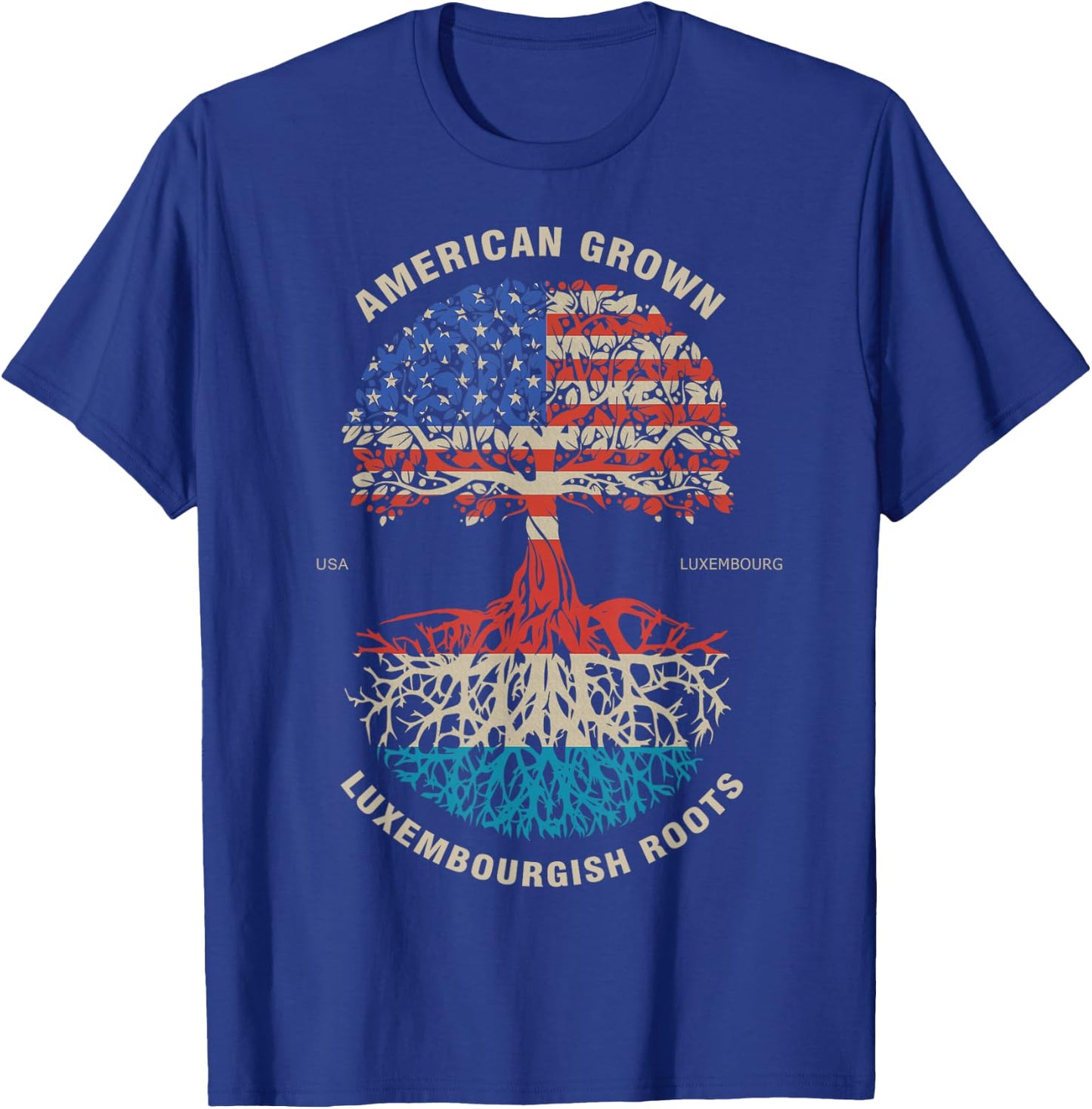 American Grown Luxembourgish Roots Luxembourg Flag T-Shirt - T-Shirt | Royal