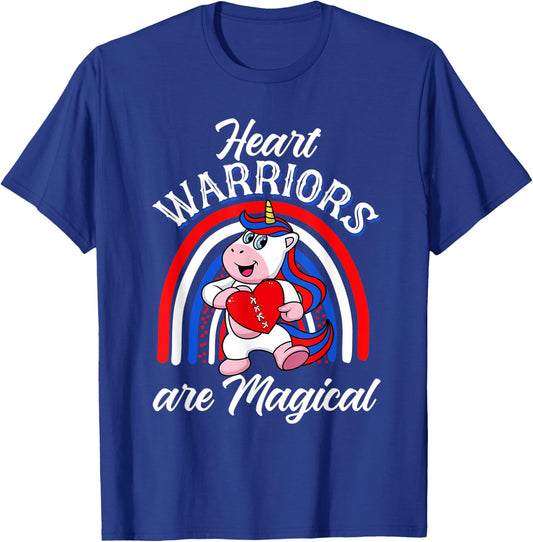 Heart Warrior Rainbow Magical Unicorn Red And Blue Gifts T-Shirt - T-Shirt | Royal