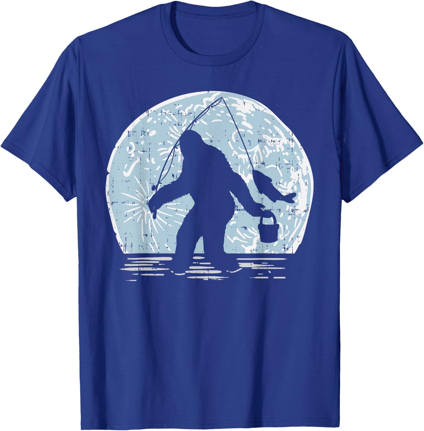 Bigfoot Sasquatch Fishing Moon Funny Fisherman Angler Gift T-Shirt - T-Shirt | Royal