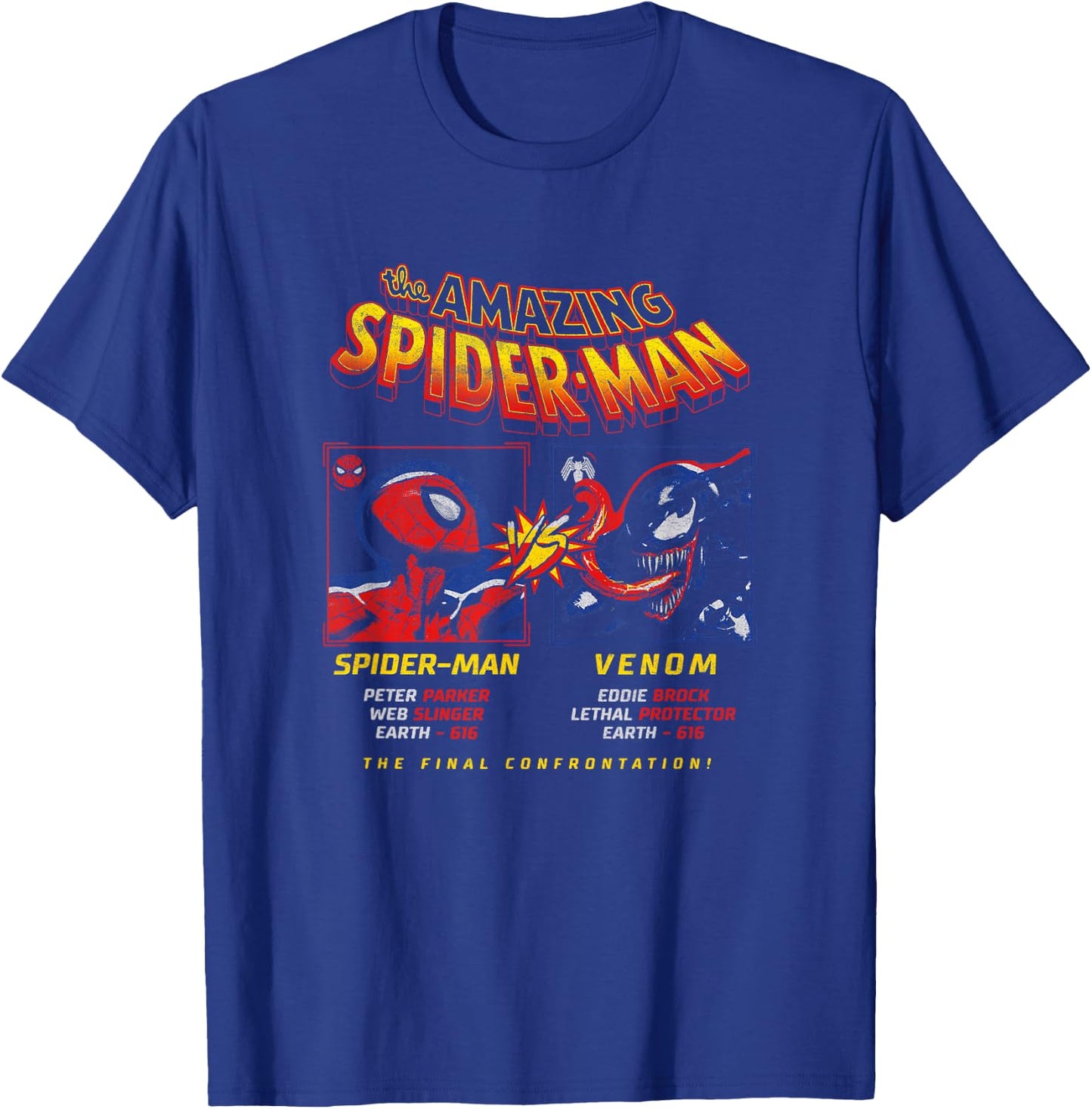 Marvel Spider-Man VS Venom Final Confrontation Vintage Ad T-Shirt - T-Shirt | Royal