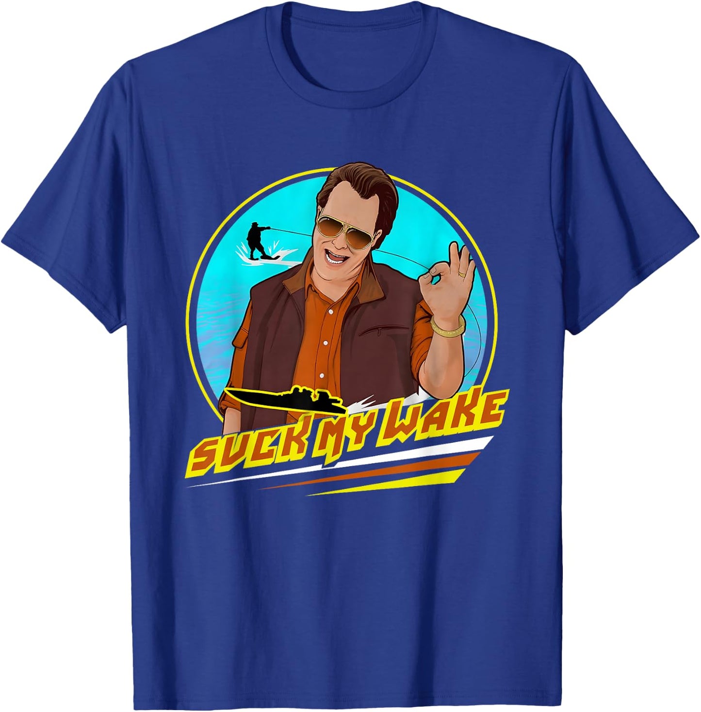 Suck My Wake Outdoors Vintage 70s Great T-Shirt - T-Shirt | Royal