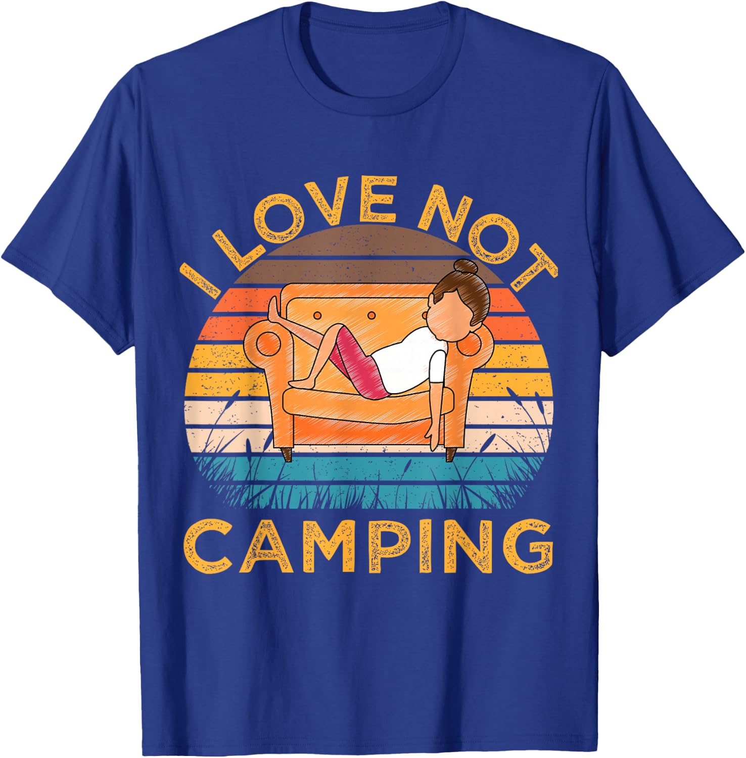 Indoorsy Girls I Love Not Camping Vintage Homebody Mom Girl T-Shirt - T-Shirt | Royal