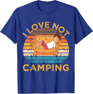 Indoorsy Girls I Love Not Camping Vintage Homebody Mom Girl T-Shirt - T-Shirt | Royal