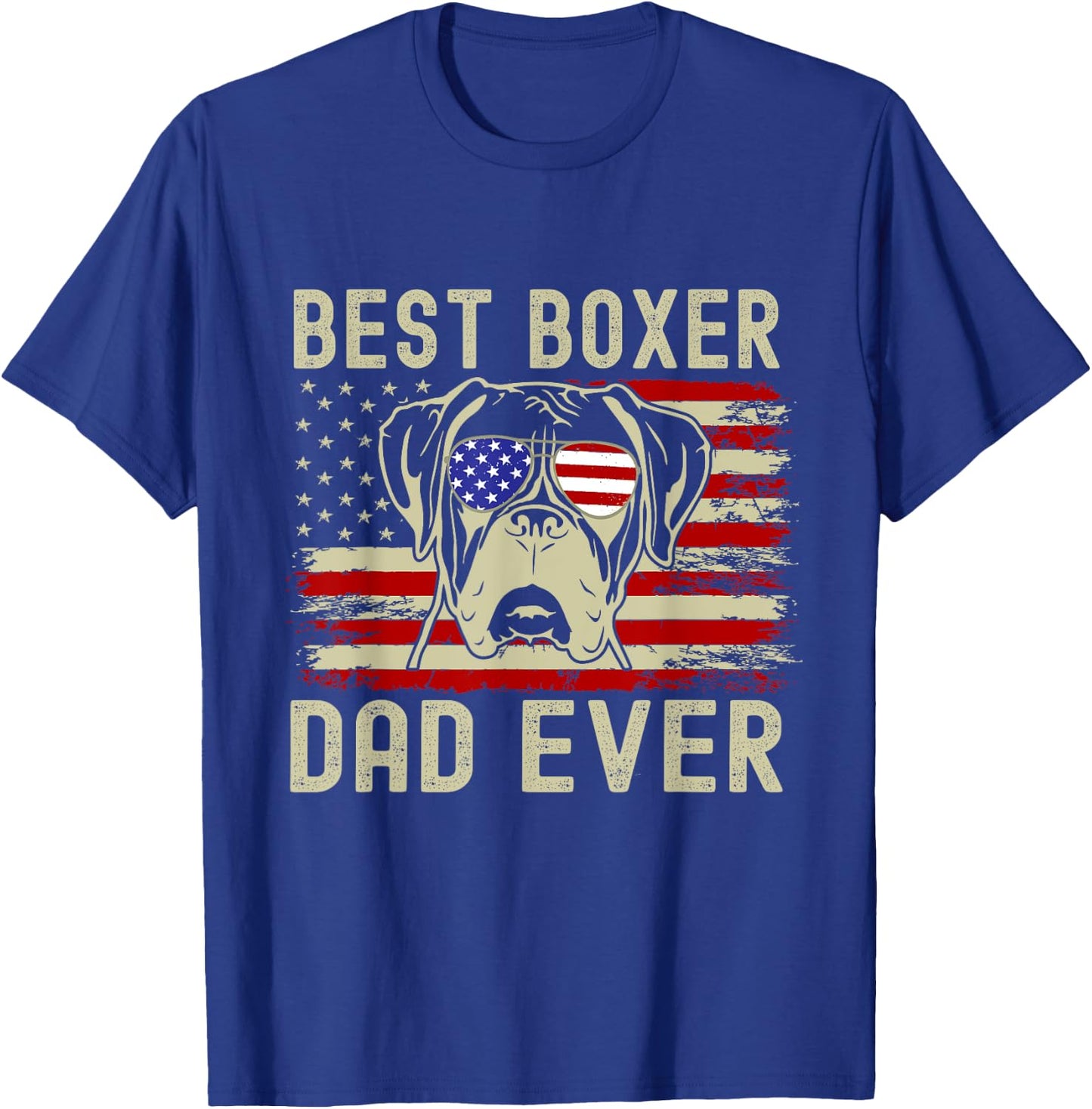 Best Boxer Dad Ever USA Flag Dog Lover Father's Day T-Shirt - T-Shirt | Royal