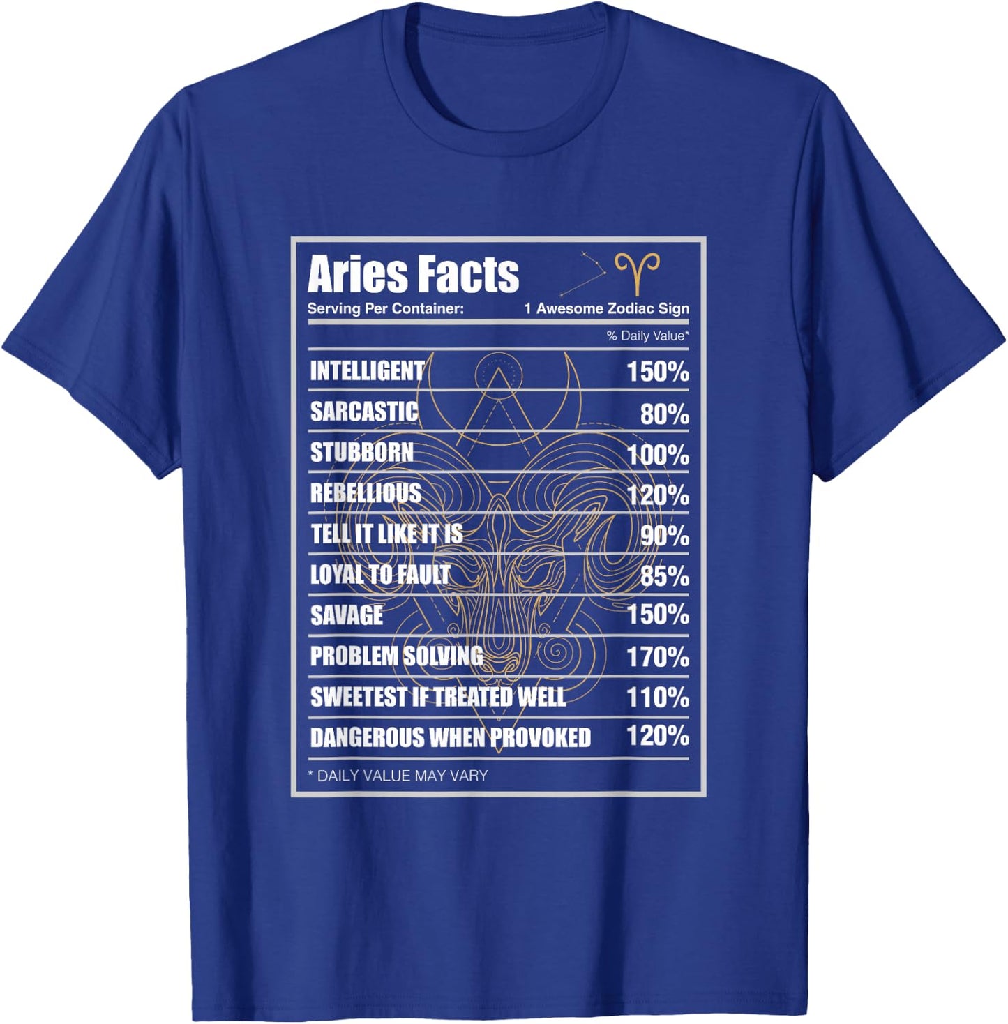 Aries Facts Zodiac Sign T-Shirt - T-Shirt | Royal