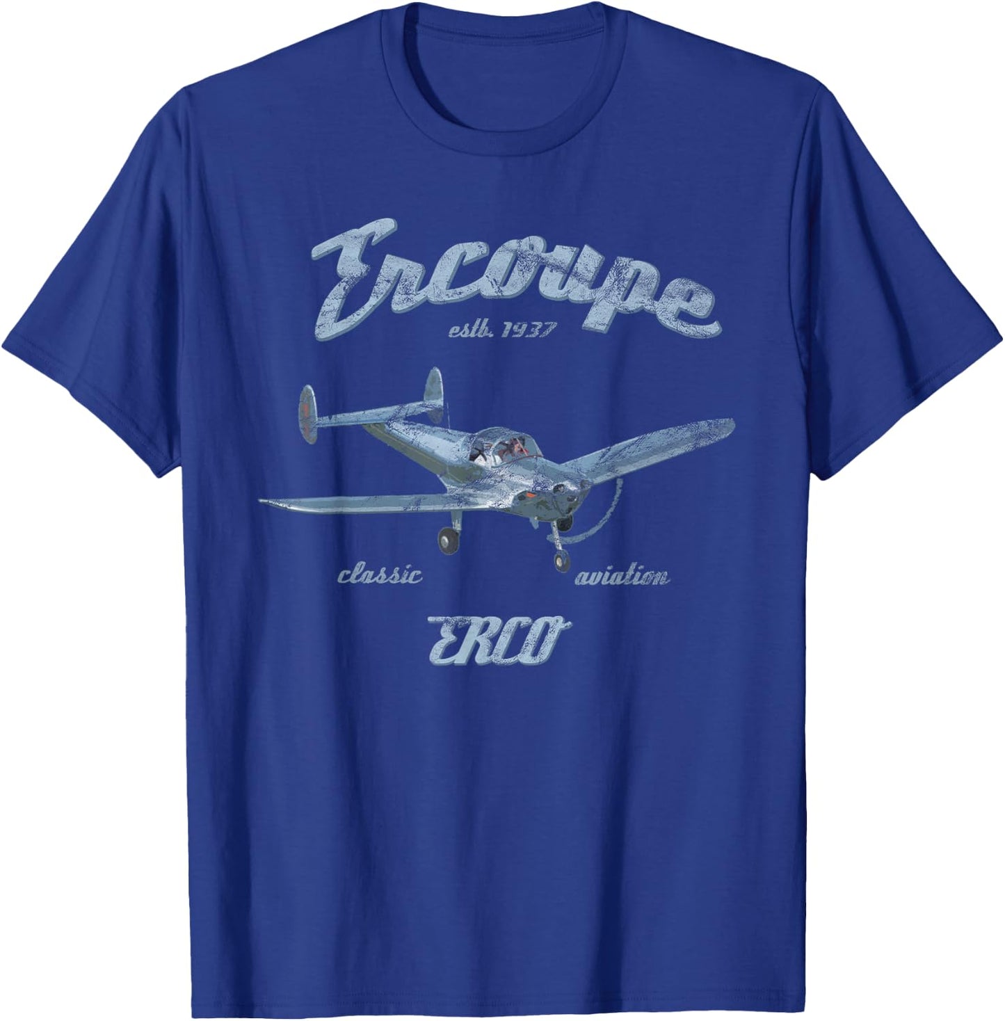 Ercoupe Airplane Classic Aviation Pilot Vintage T-Shirt - T-Shirt | Royal
