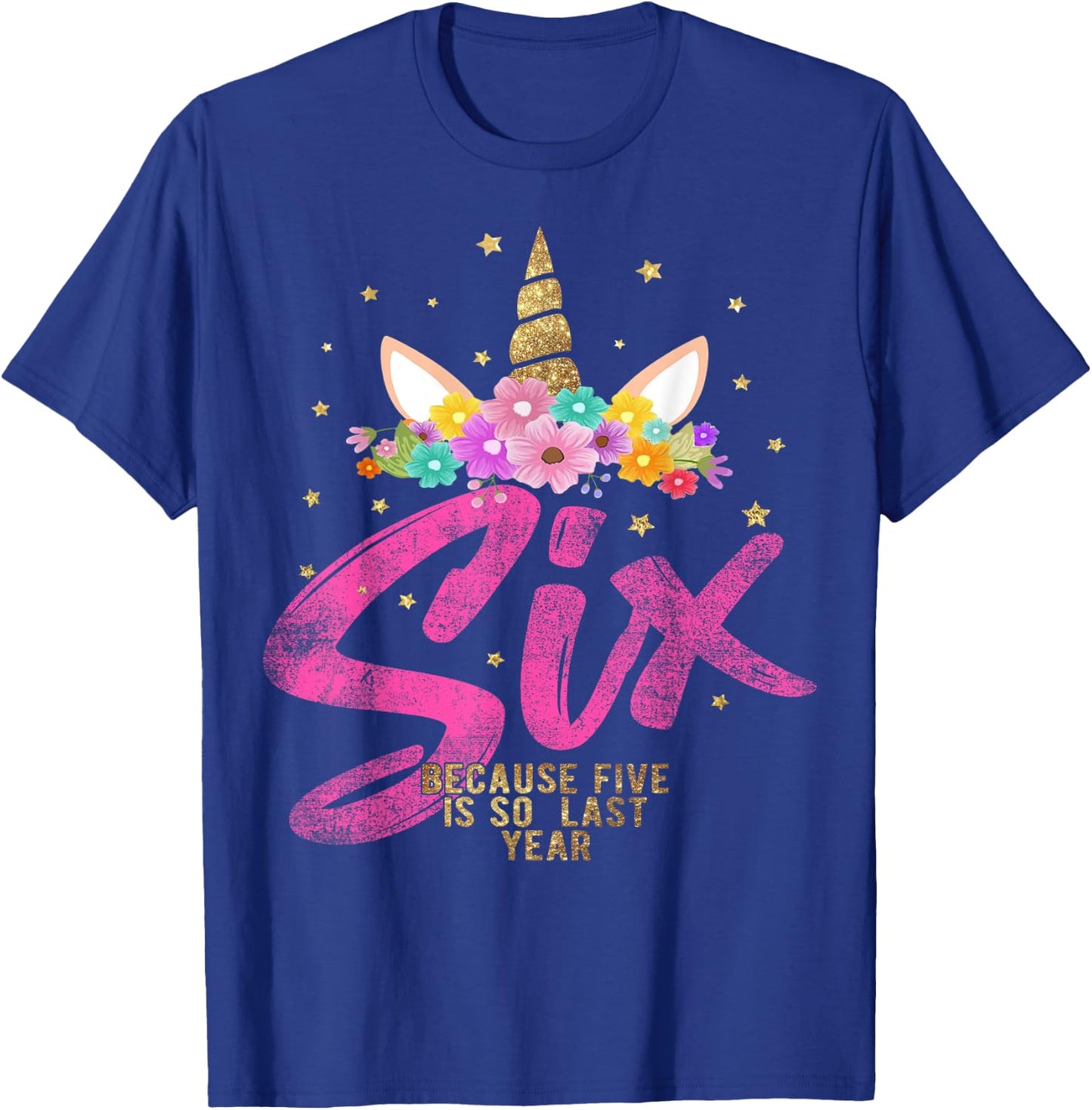 Unicorn Birthday Girl 6 Years Old Gift 6th B-day T-Shirt - T-Shirt | Royal