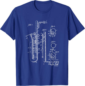 Saxophone Bari Sax Patent Style Cool Saxophonist T-Shirt - T-Shirt | Royal