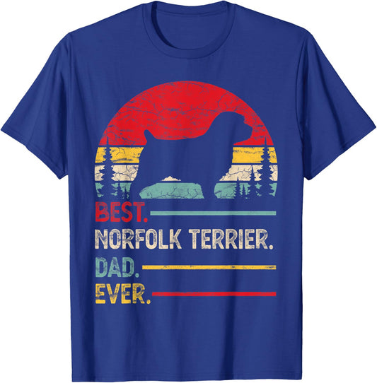 Norfolk Terrier Best Dad Ever Gift Dog Vintage Retro Men T-Shirt - T-Shirt | Royal