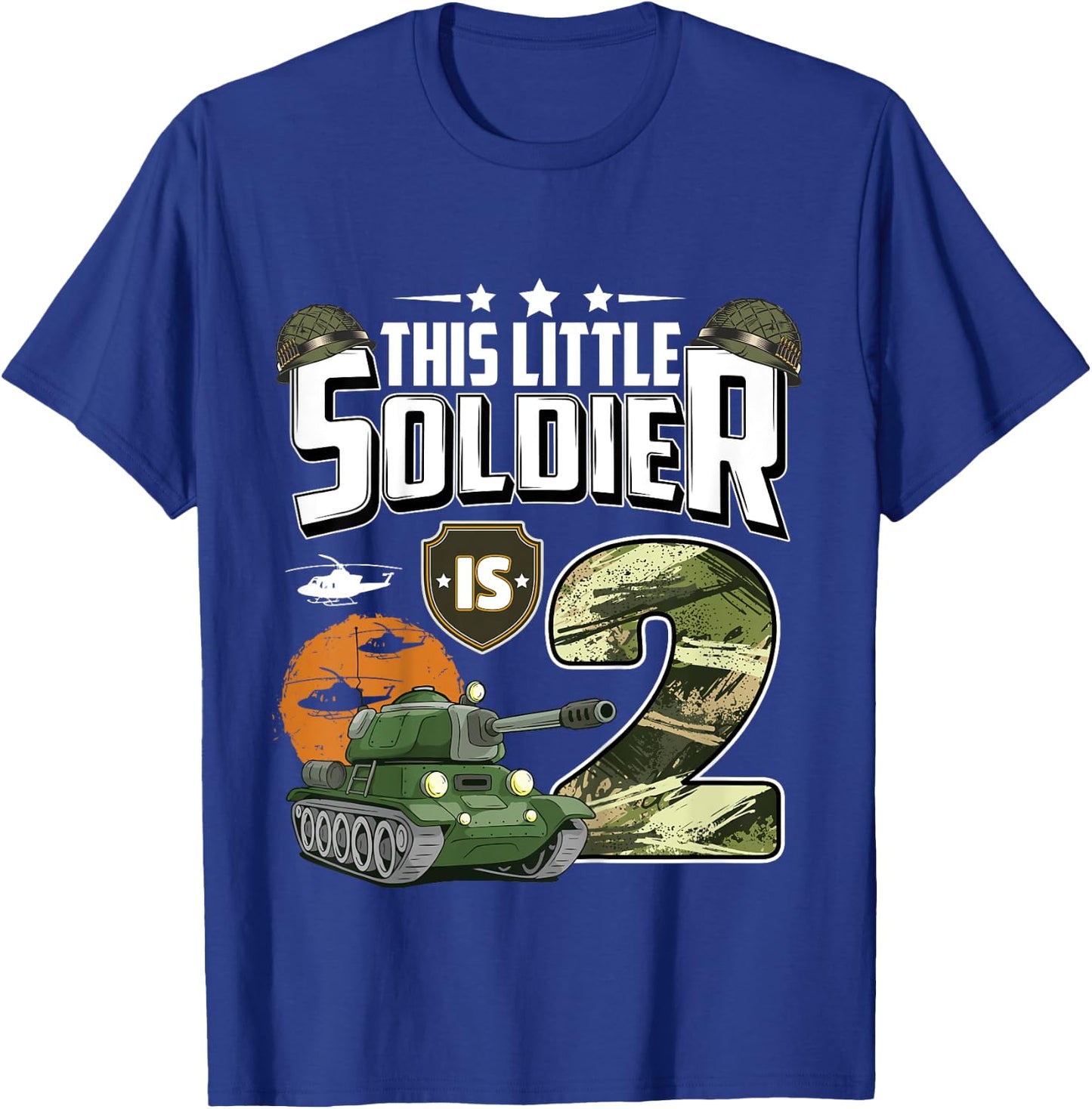 Kids 2 Year Old Soldier 2nd Birthday Military Themed Camo boys T-Shirt - T-Shirt | Royal