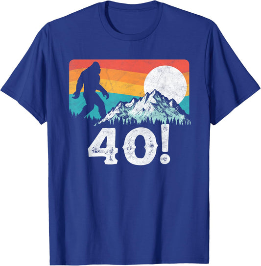 Funny Bigfoot Mountains 40th Birthday Vintage Graphic T-Shirt - T-Shirt | Royal