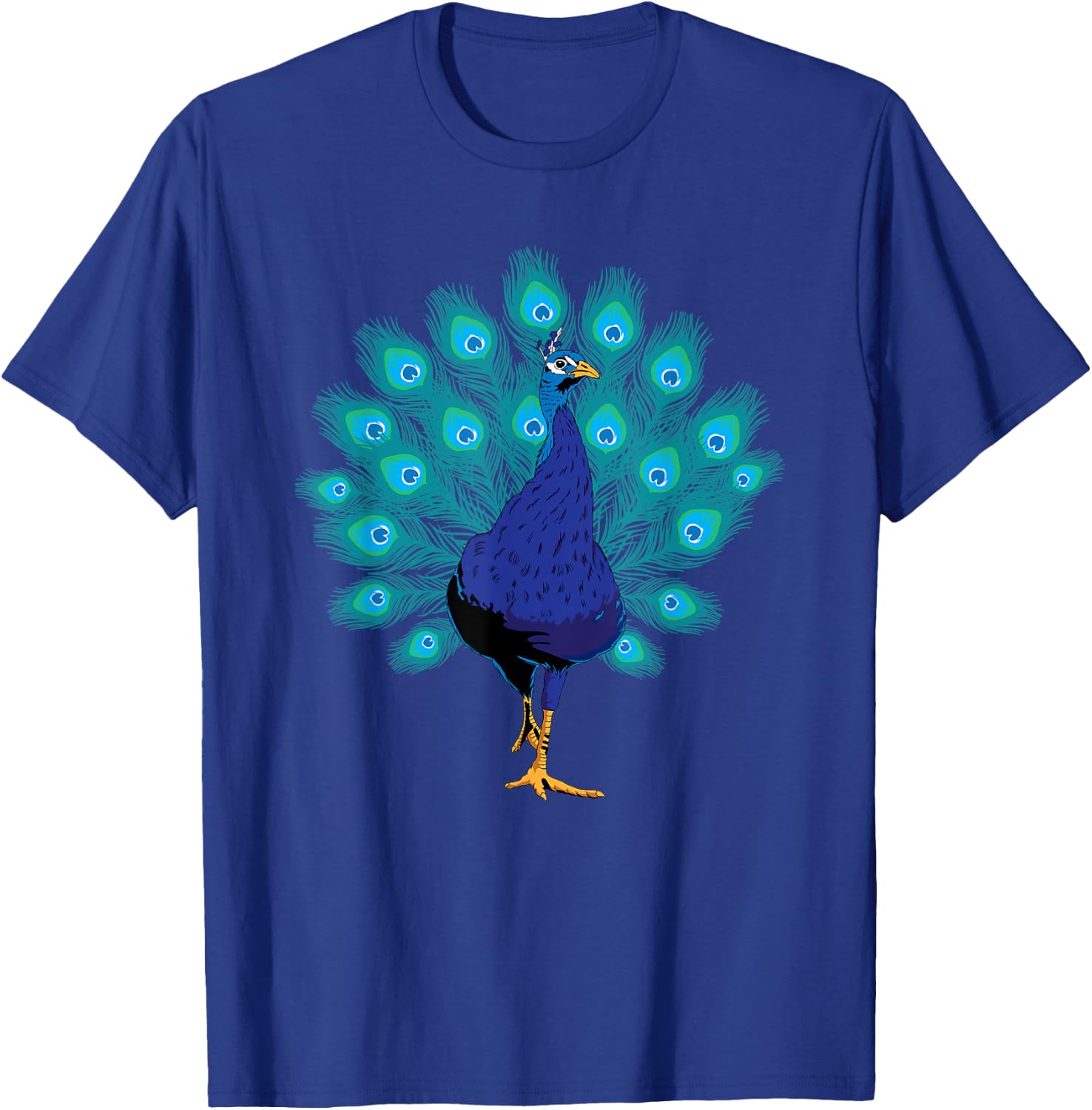 Blue Peacock Print Teal Feathers Bird Lover Men Women Gifts T-Shirt - T-Shirt | Royal