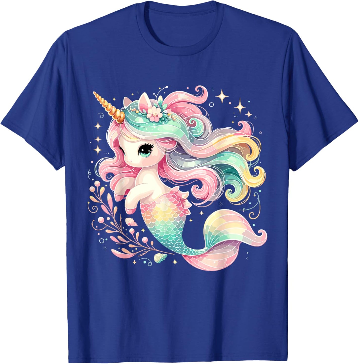 Unicorn Mermaid Birthday Party Girl Mermicorn T-Shirt - T-Shirt | Royal