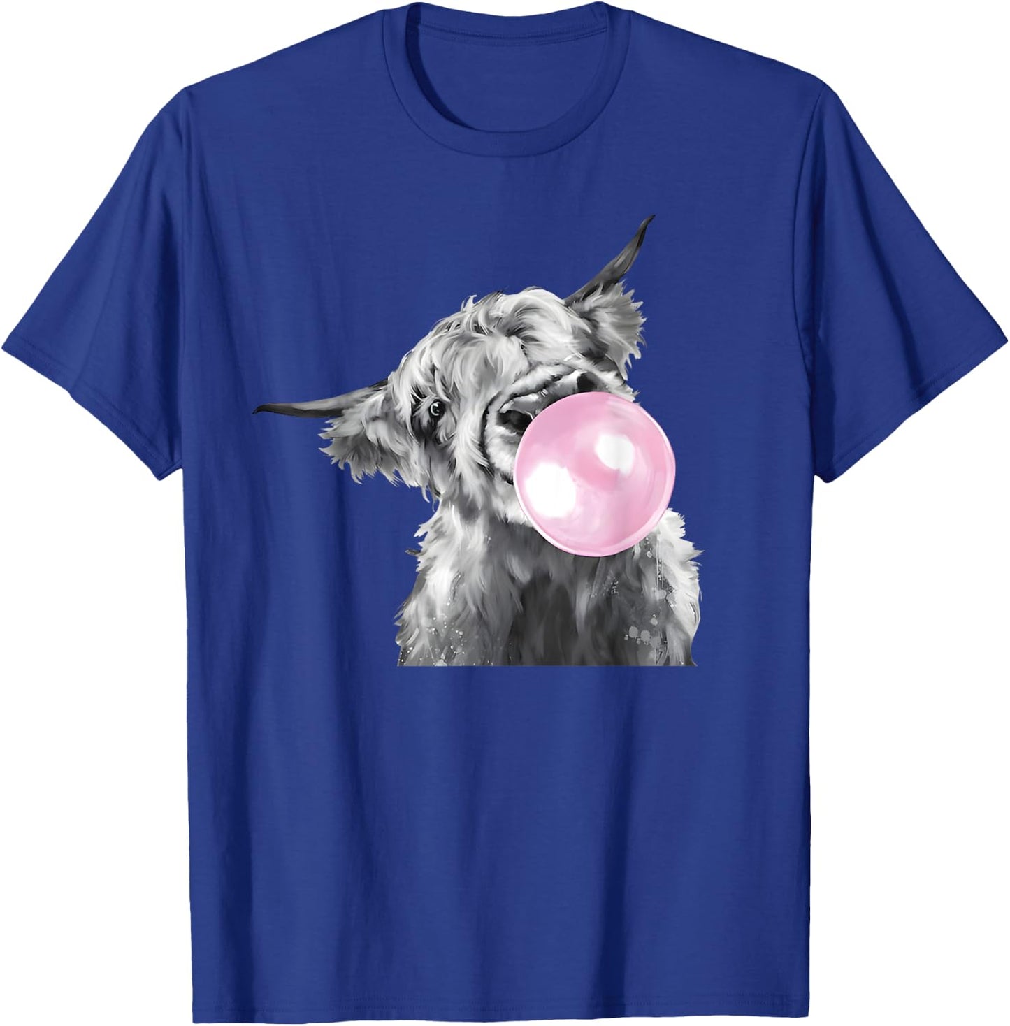 Cute Highland Cow With Bubblegum White And Black Western T-Shirt - T-Shirt | Royal