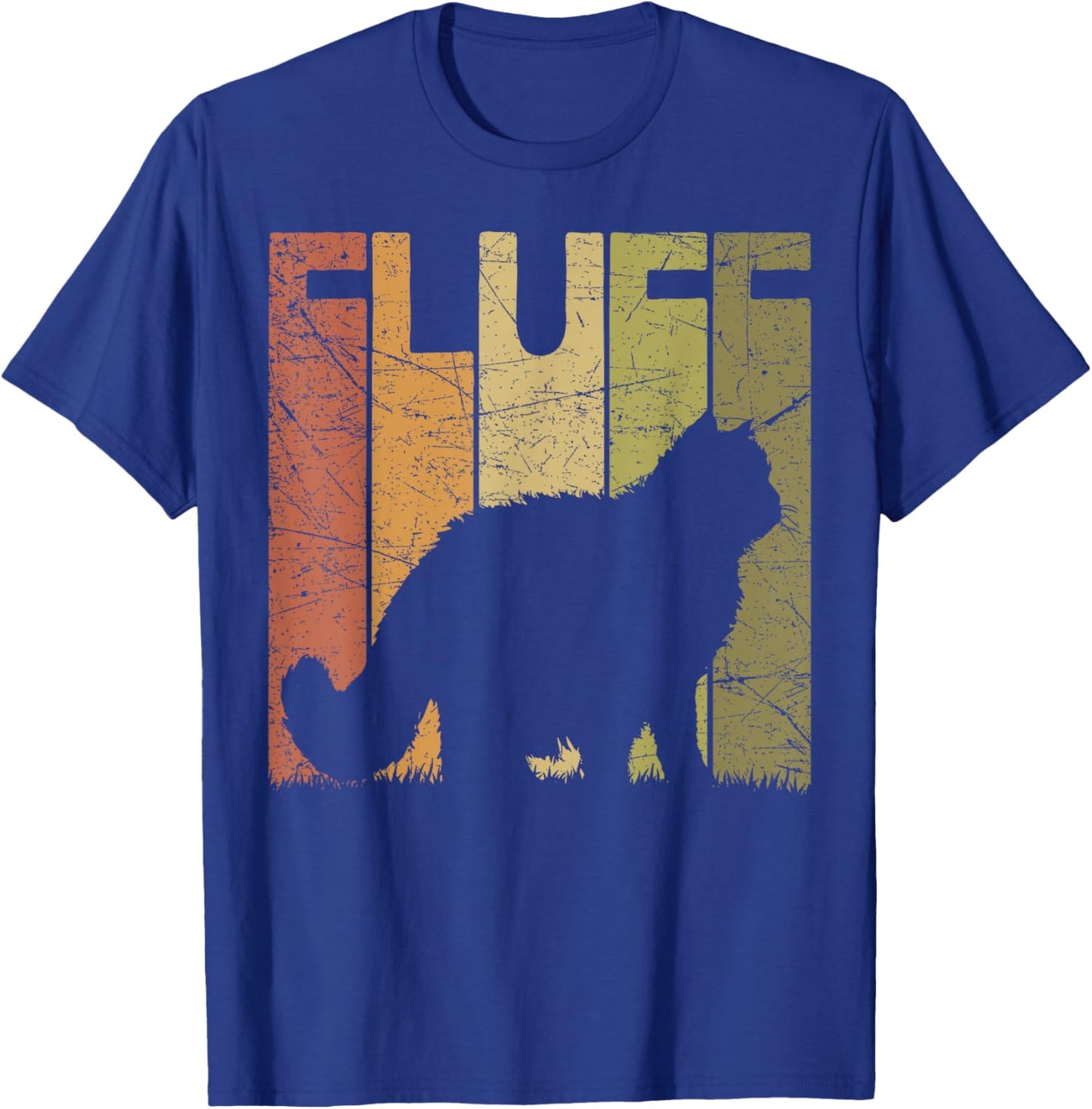 Cat Fluff Vintage Cat Lover Retro Cat Silhouette T-Shirt - T-Shirt | Royal