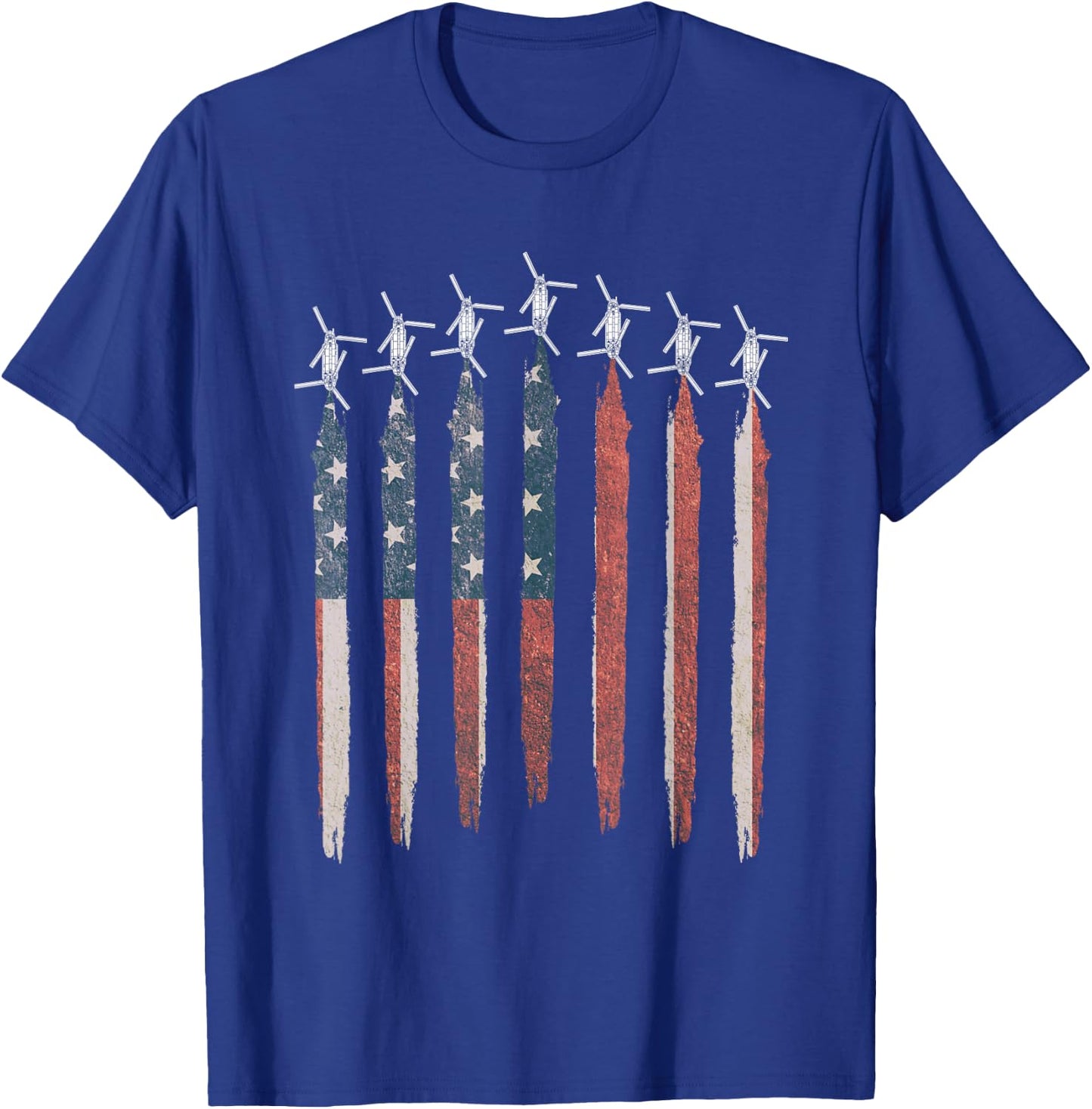 CH47 Chinook Helicopter American Flag Chinook Squadron T-Shirt - T-Shirt | Royal