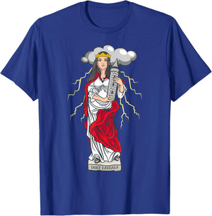 St Barbara Catholic Saint Lightning Storms T-Shirt - T-Shirt | Royal