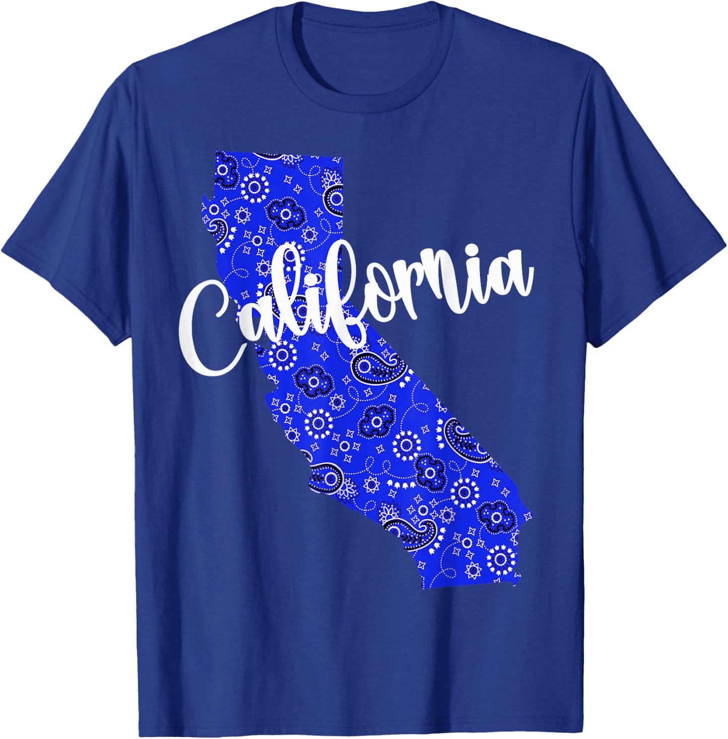 Bandana California Blue Bandanna Pattern State Pride T-Shirt - T-Shirt | Royal