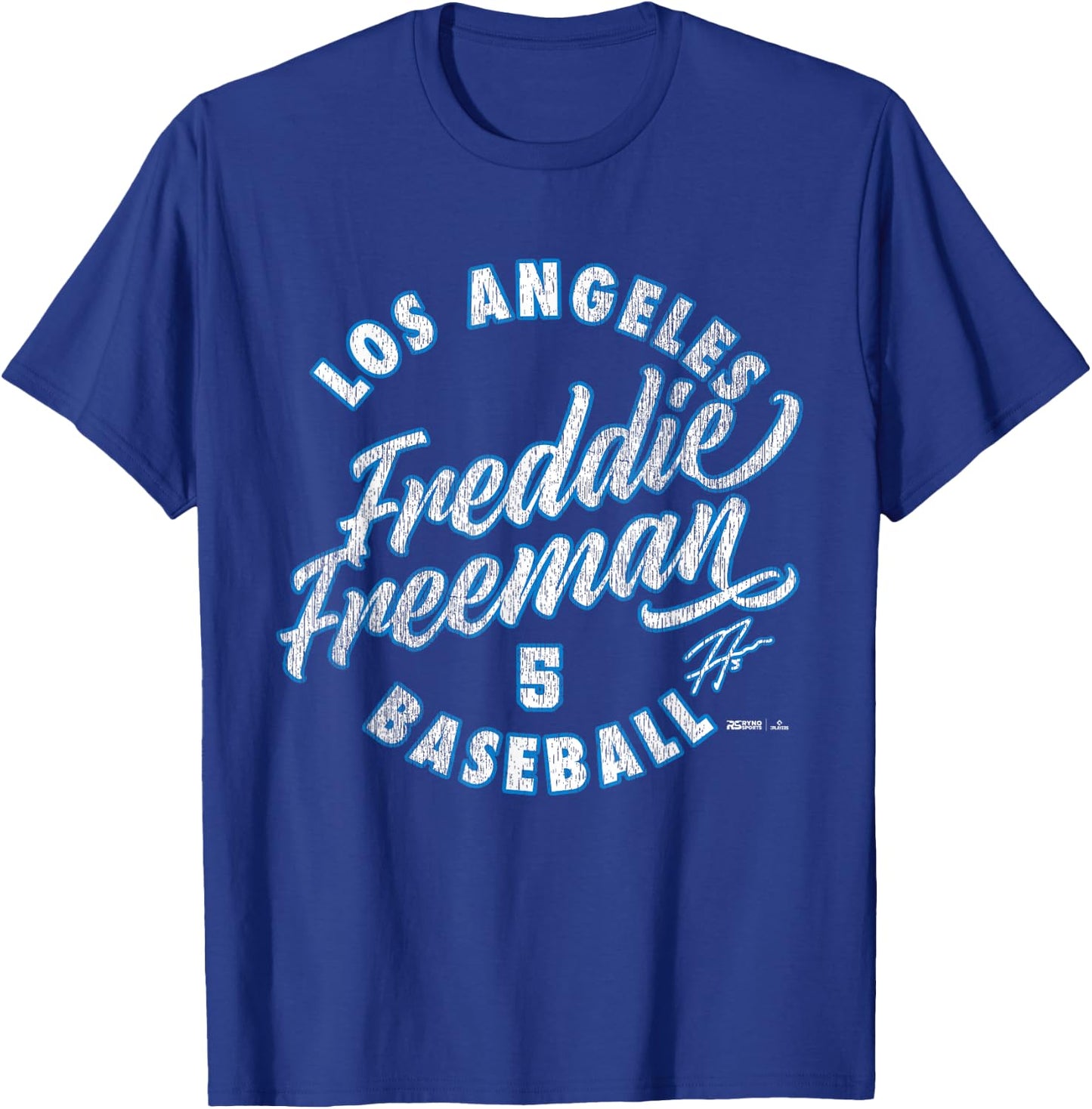 Freddie Freeman Los Angeles Baseball Vintage Cursive MLBPA T-Shirt - T-Shirt | Royal