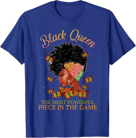 Black Queen The Most Powerful Piece in The Game Melanin Girl T-Shirt - T-Shirt | Royal