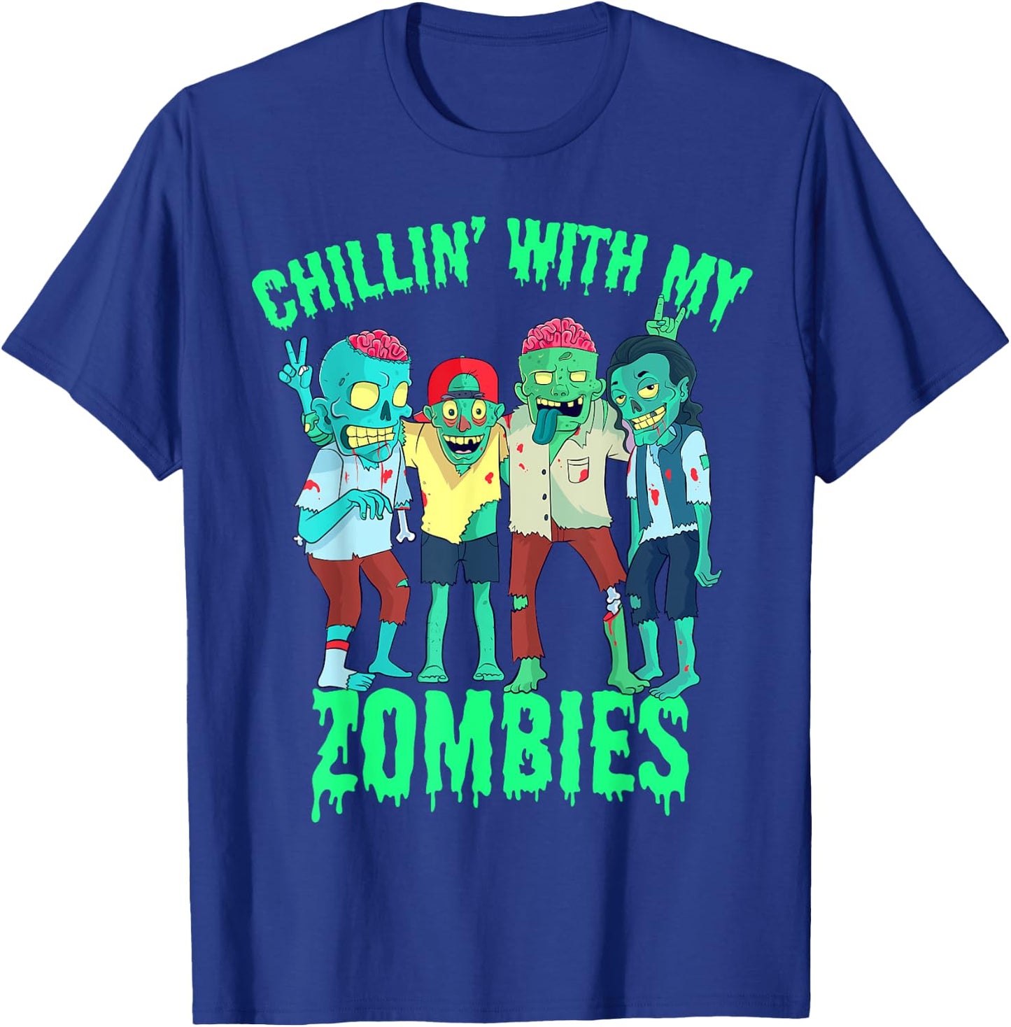 Chillin with my Zombies Halloween Boys Kids Zombie T-Shirt - T-Shirt | Royal