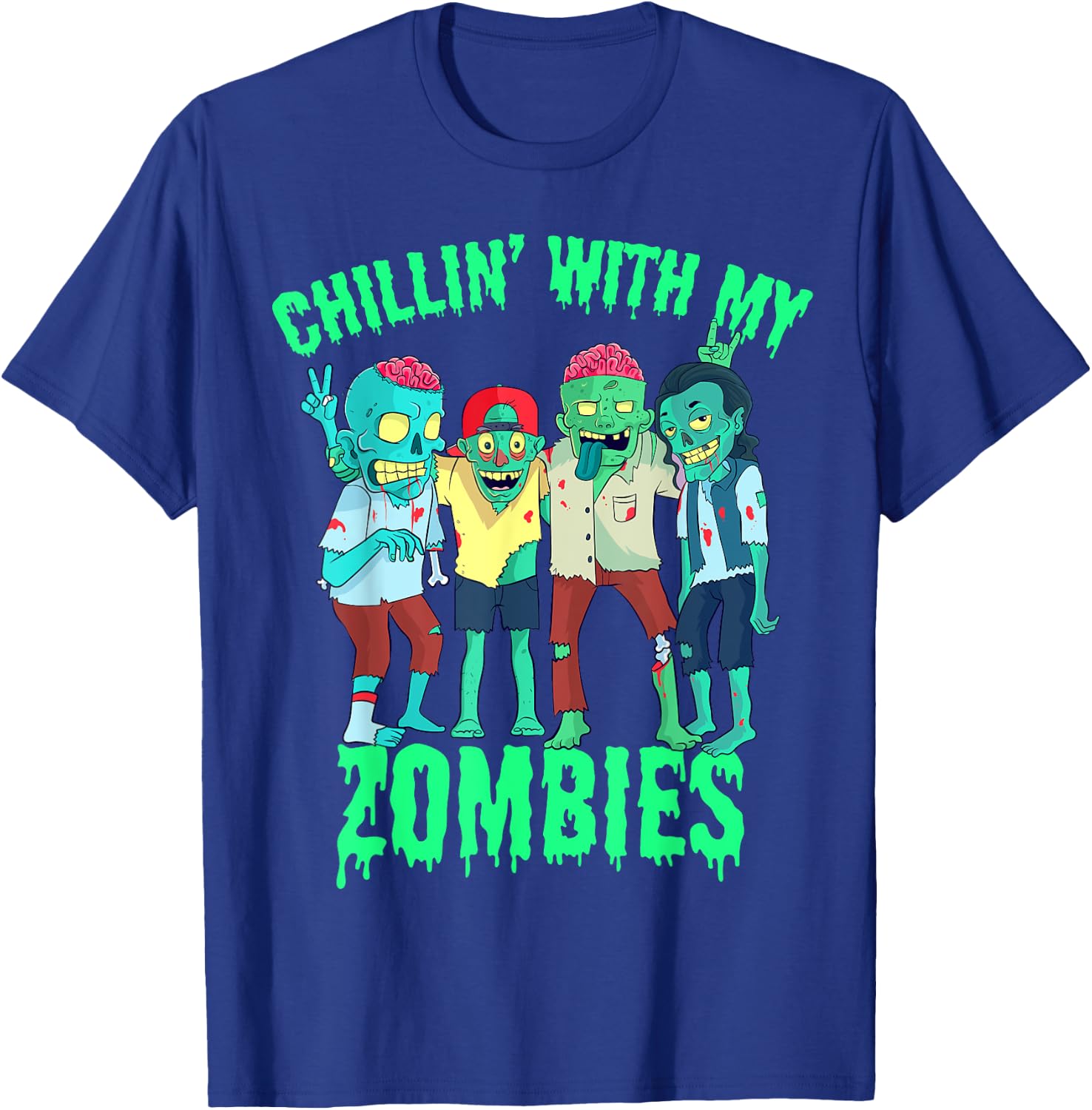 Chillin with my Zombies Halloween Boys Kids Zombie T-Shirt - T-Shirt | Royal
