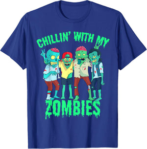 Chillin with my Zombies Halloween Boys Kids Zombie T-Shirt - T-Shirt | Royal