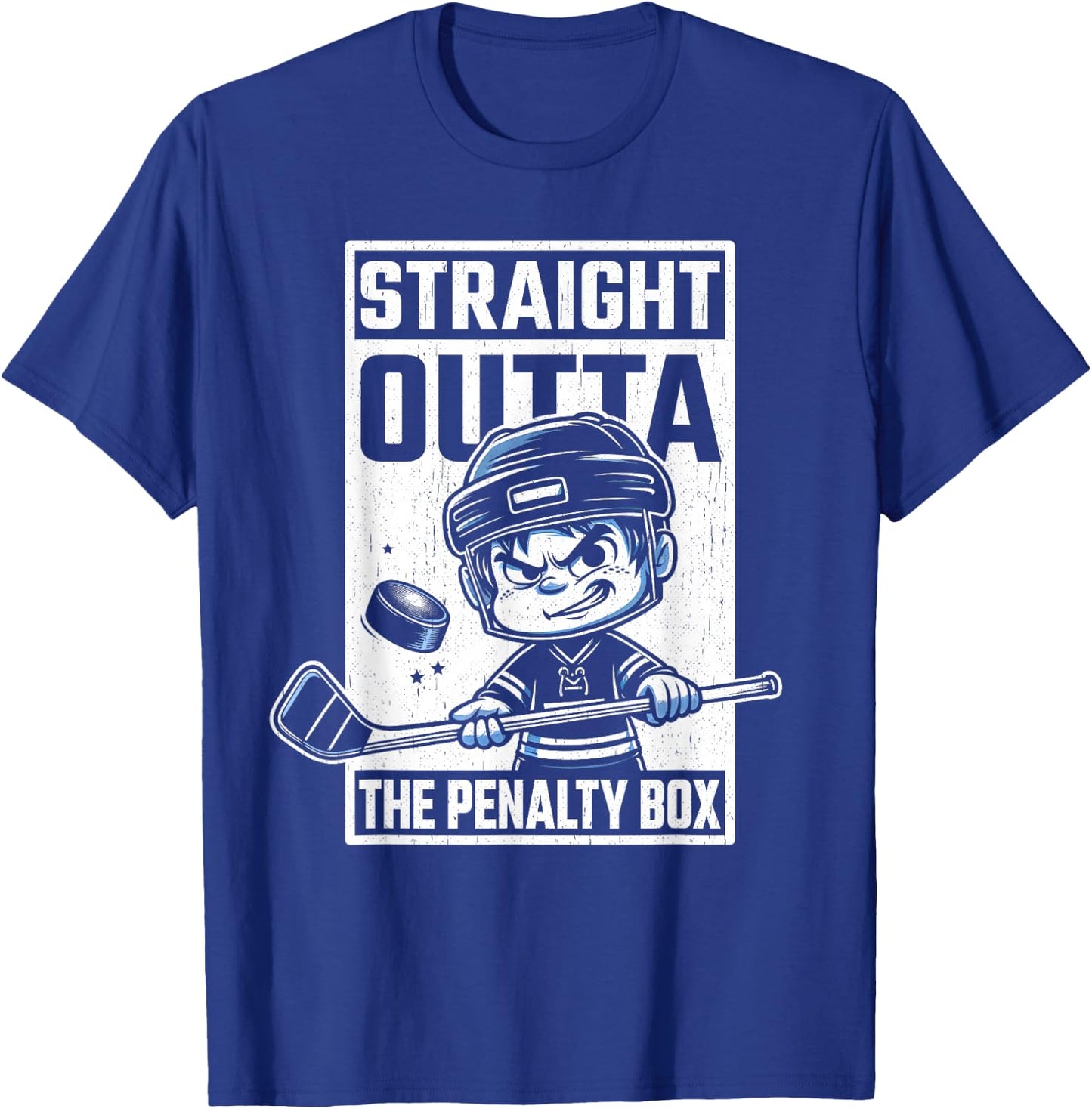 Straight Outta The Penalty Box Funny Boys Youth Kids Hockey T-Shirt - T-Shirt | Royal