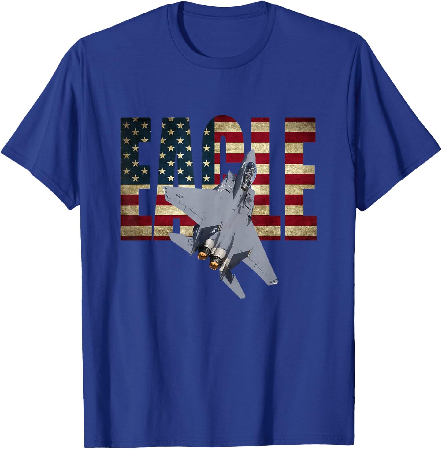 F-15 Eagle US American Flag T-Shirt - T-Shirt | Royal