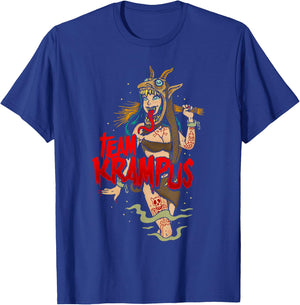 Team Krampus Pinup Goth Emo Girl Christmas T-Shirt - T-Shirt | Royal