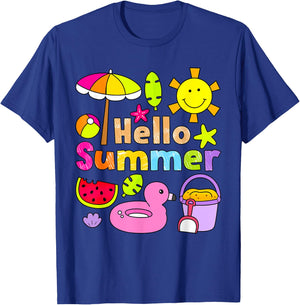 Hello Summer Happy Last Day School Summer Vacation Toddler T-Shirt - T-Shirt | Royal