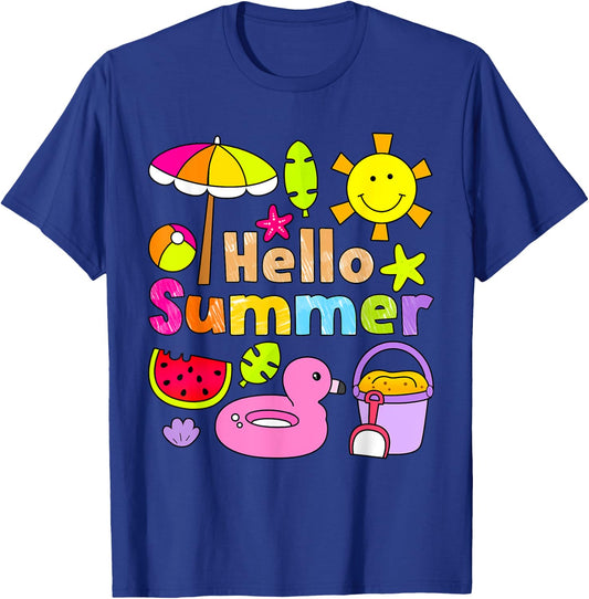 Hello Summer Happy Last Day School Summer Vacation Toddler T-Shirt - T-Shirt | Royal