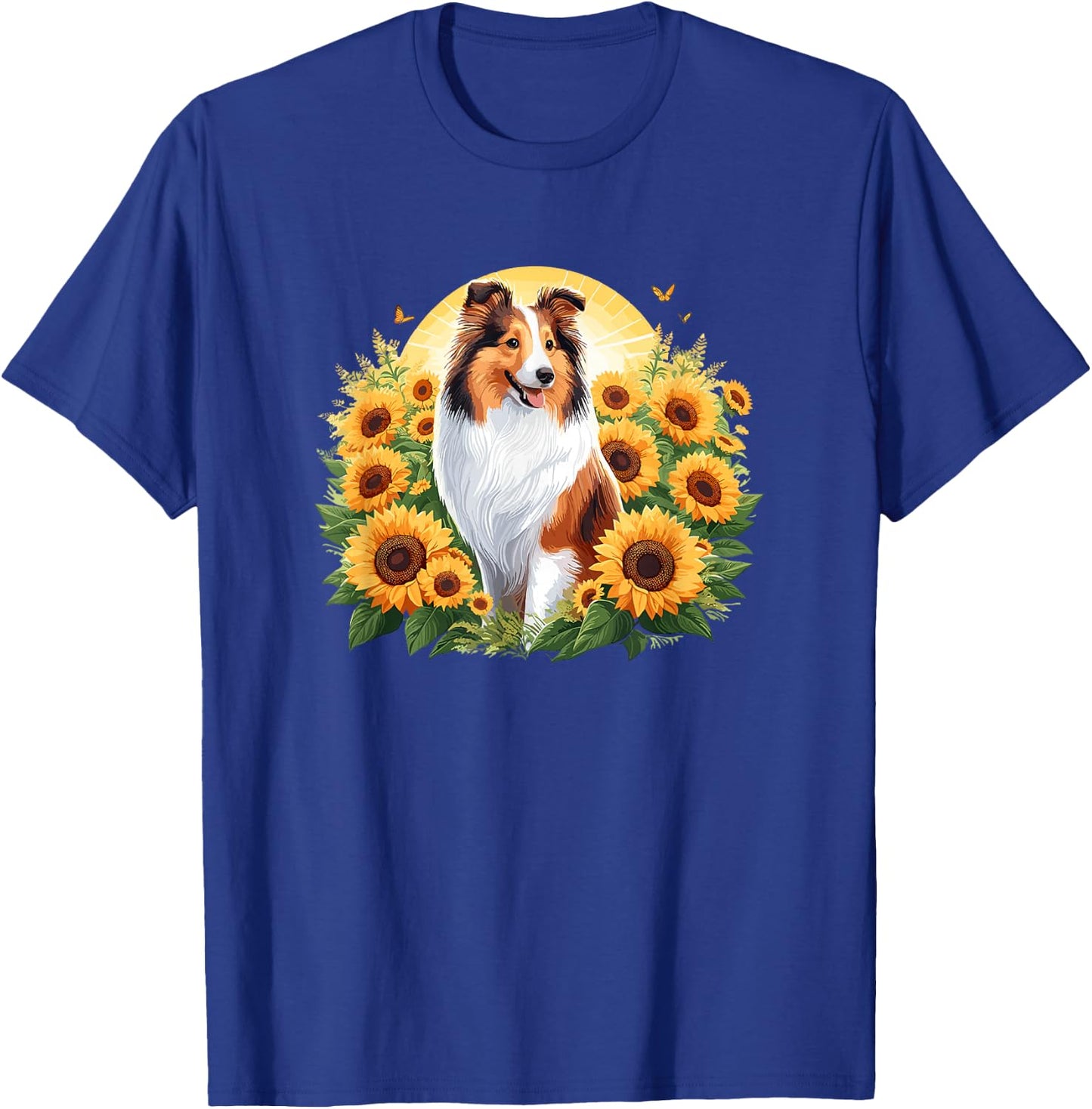 Cute Girls Funny Sunflower Rough Collie Lover T-Shirt - T-Shirt | Royal