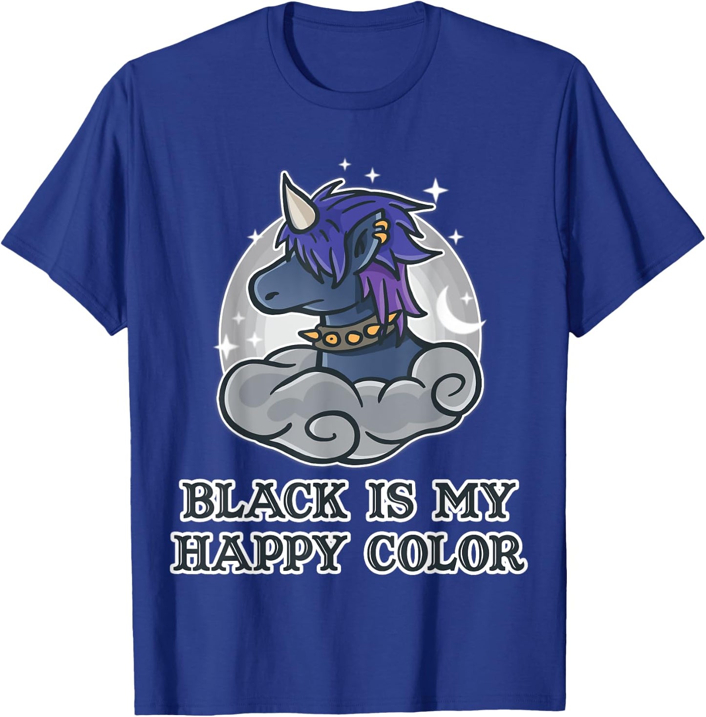 Black Is My Happy Colour Kawaii Pastel Goth Unicorn Nerd T-Shirt - T-Shirt | Royal