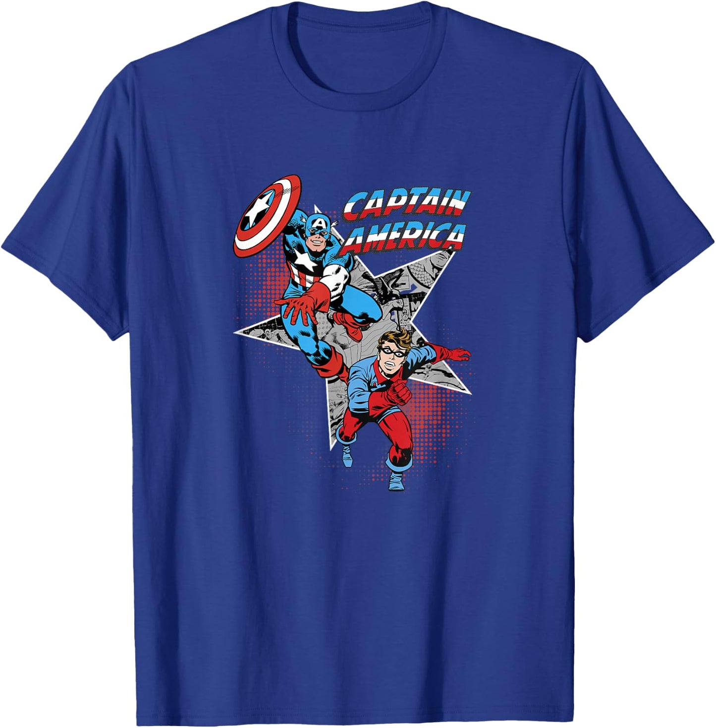 Marvel Captain America Bucky Retro Team Portrait T-Shirt - T-Shirt | Royal