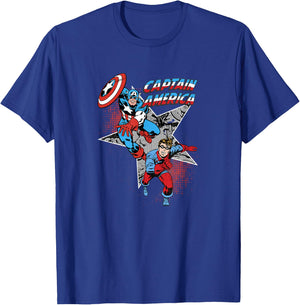 Marvel Captain America Bucky Retro Team Portrait T-Shirt - T-Shirt | Royal