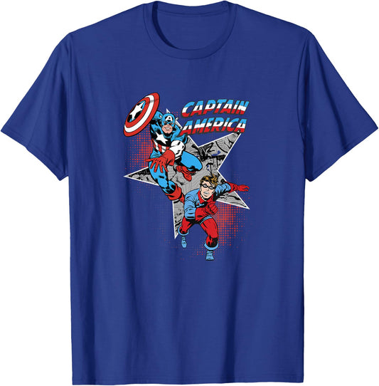 Marvel Captain America Bucky Retro Team Portrait T-Shirt - T-Shirt | Royal