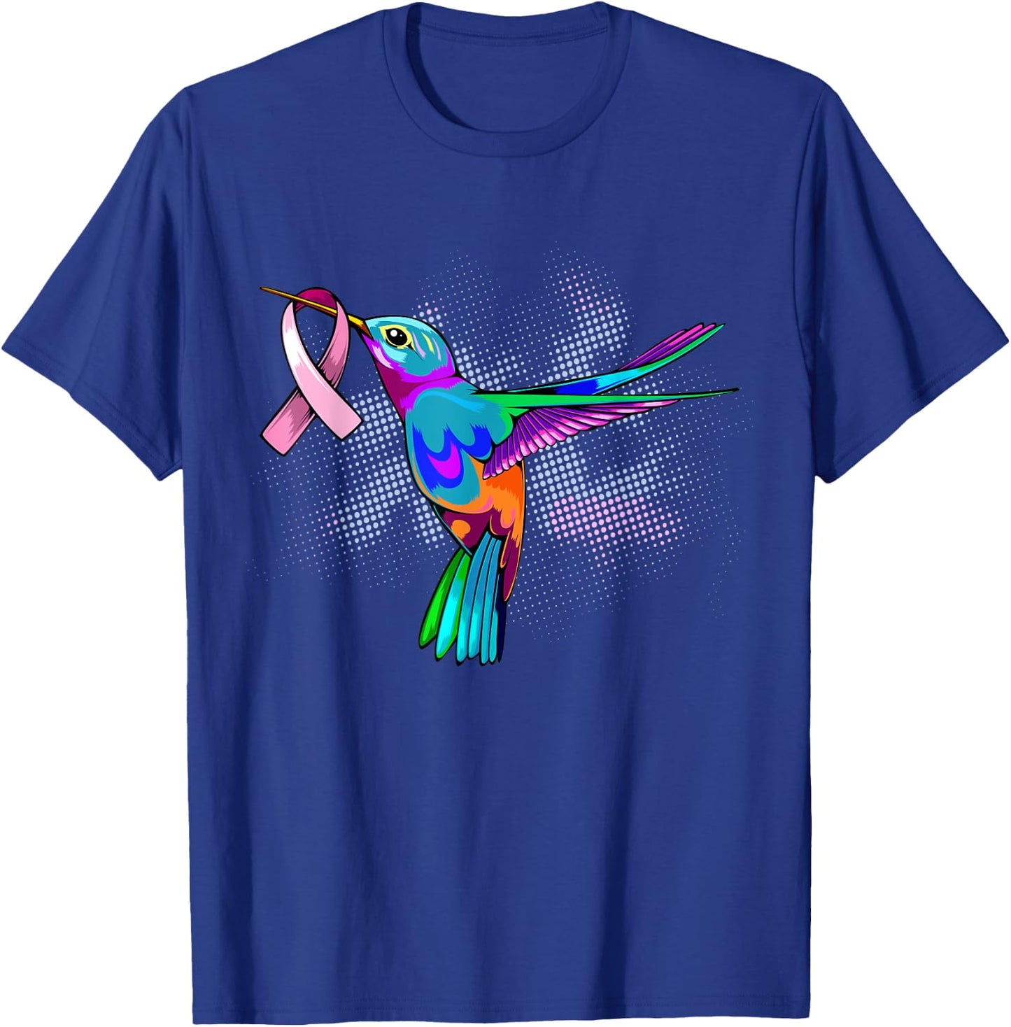 Hummingbird Breast Cancer Awareness Month Pink Ribbon T-Shirt - T-Shirt | Royal