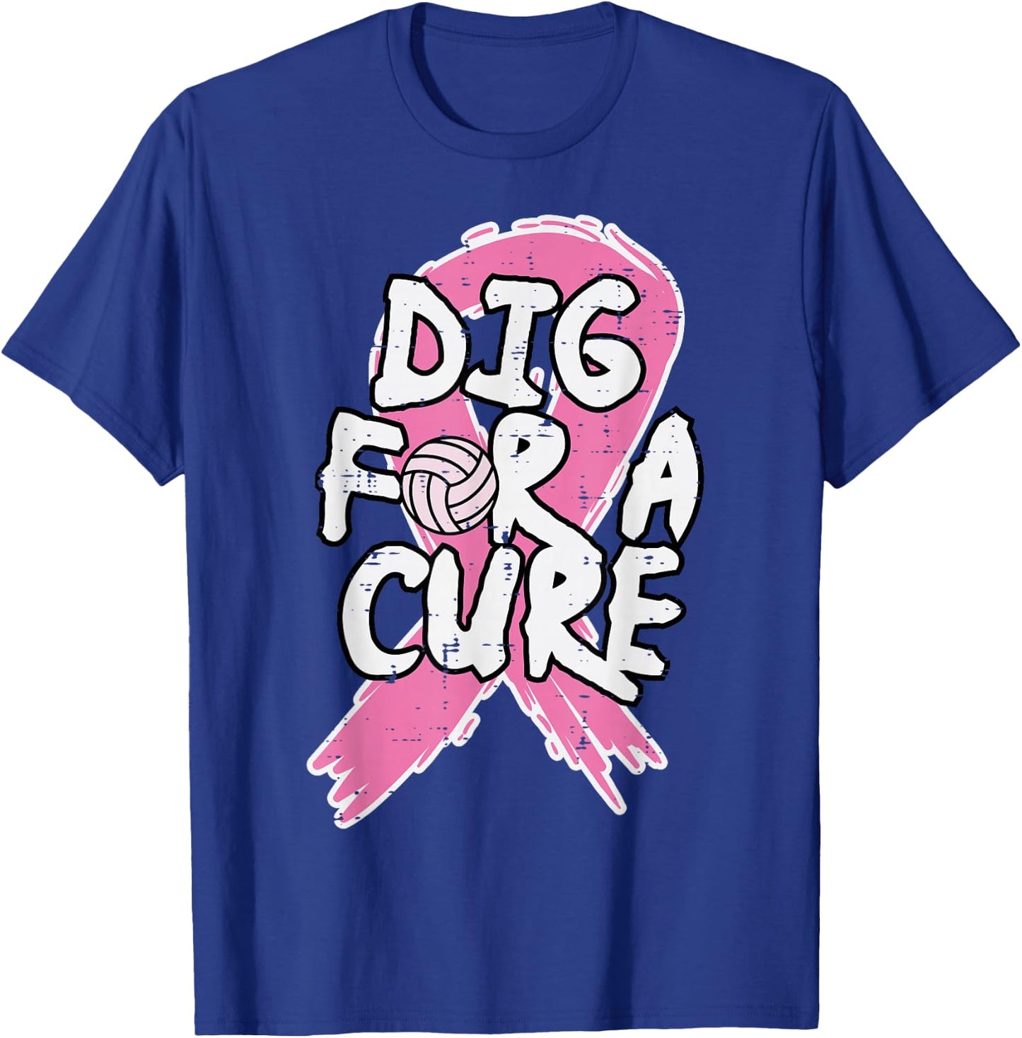Breast Cancer Volleyball Dig For Cure Awareness Women Girls T-Shirt - T-Shirt | Royal