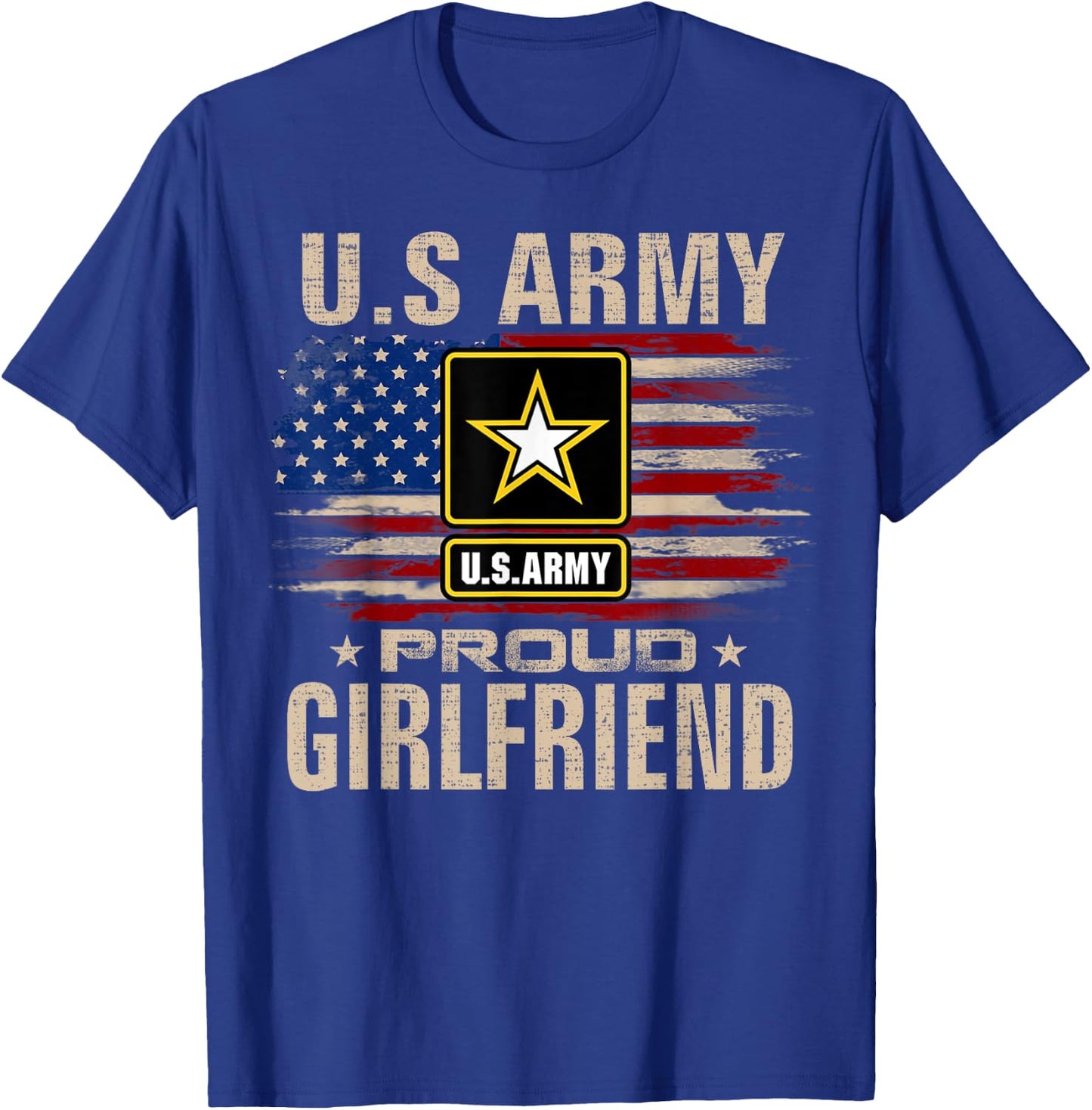 Vintage U.S Army Proud Girlfriend With American Flag T-Shirt - T-Shirt | Royal