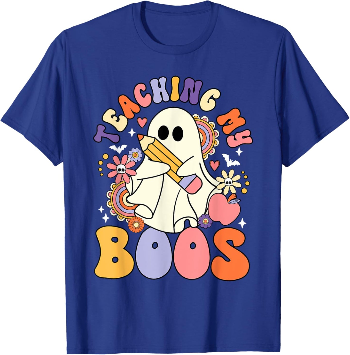 Teaching My Boos Trick Or Teach Cute Ghost Teacher Halloween Men Women Kids T-Shirt - T-Shirt | Royal