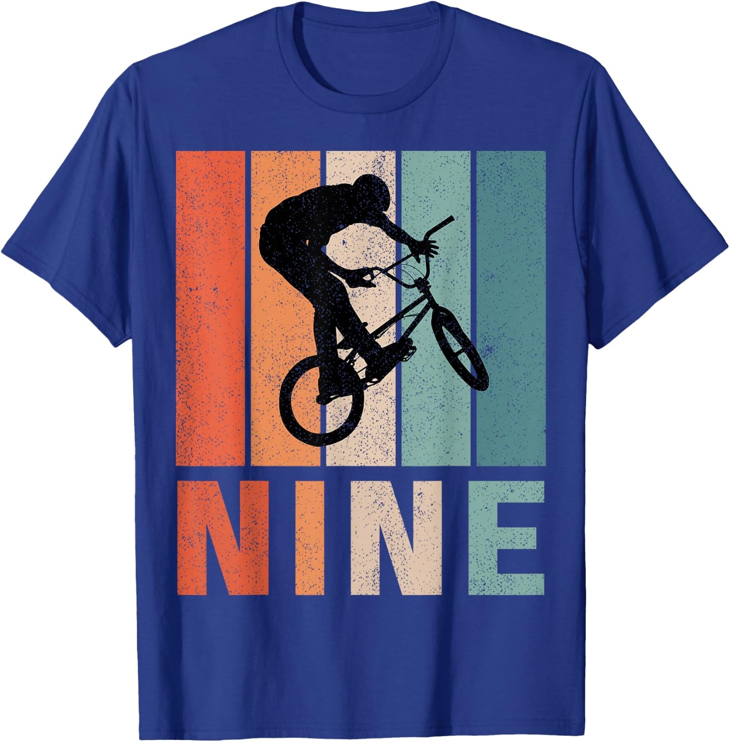 9th Birthday Retro BMX Bicycle Bike Boys Kids 9 Years Old T-Shirt - T-Shirt | Royal