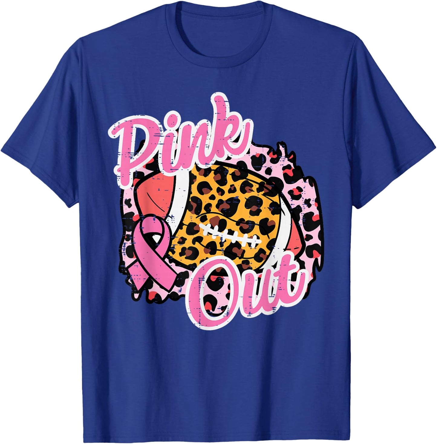 Breast Cancer Awareness Football Pink Out Women Girls Kids T-Shirt - T-Shirt | Royal