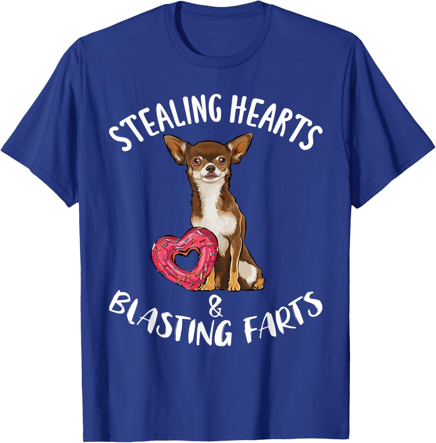 Stealing Heart Blasting Farts Brown Chihuahua Valentines Day T-Shirt - T-Shirt | Royal