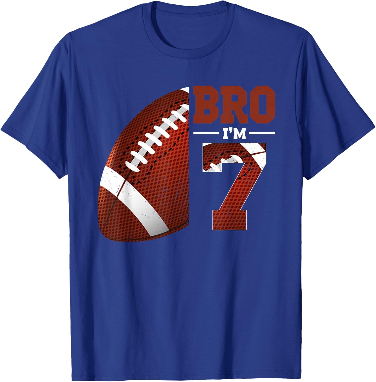 7th Birthday Football Player Bro I'm 7 Year Old Sports T-Shirt - T-Shirt | Royal