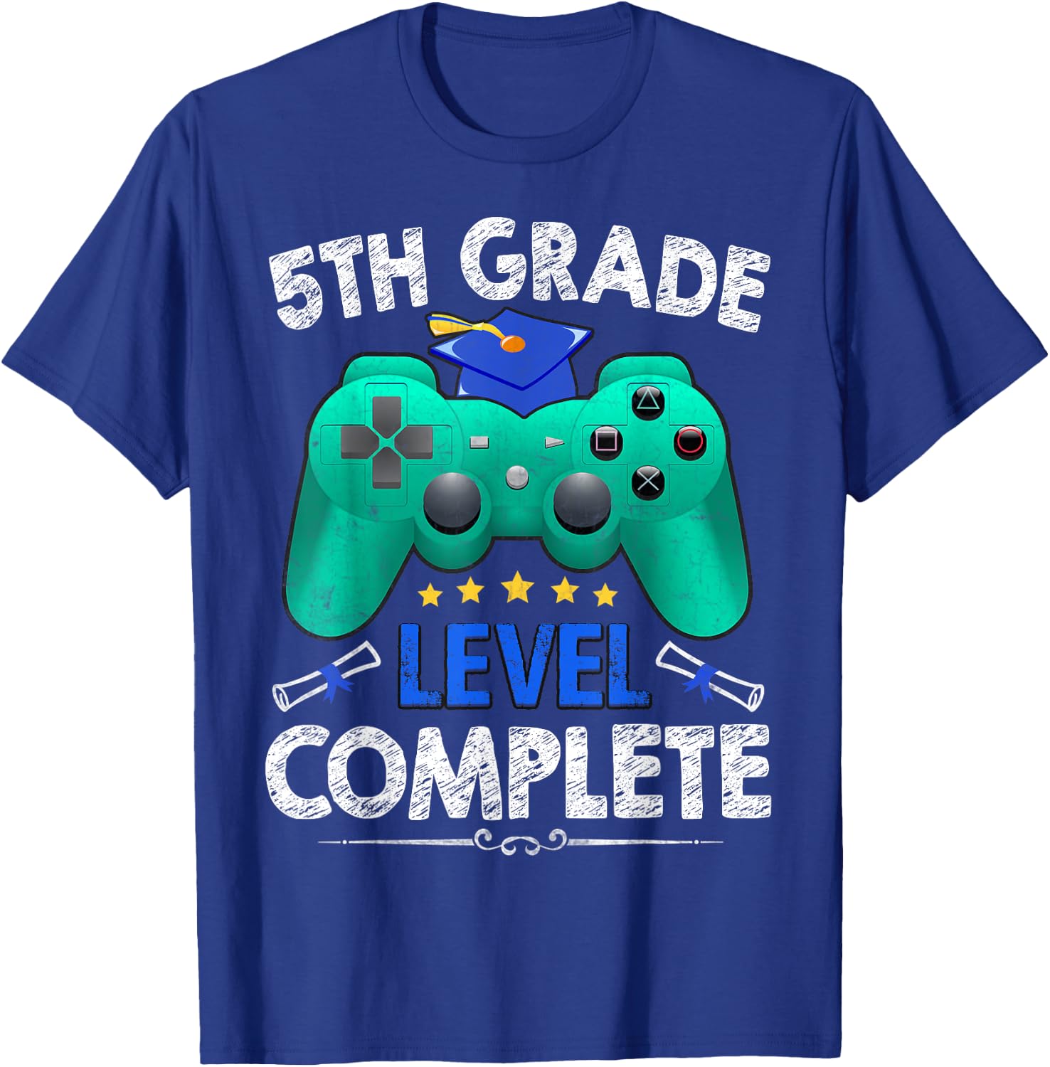 5th Grade Level Complete Gamer Class Of 2025 Graduation T-Shirt - T-Shirt | Royal