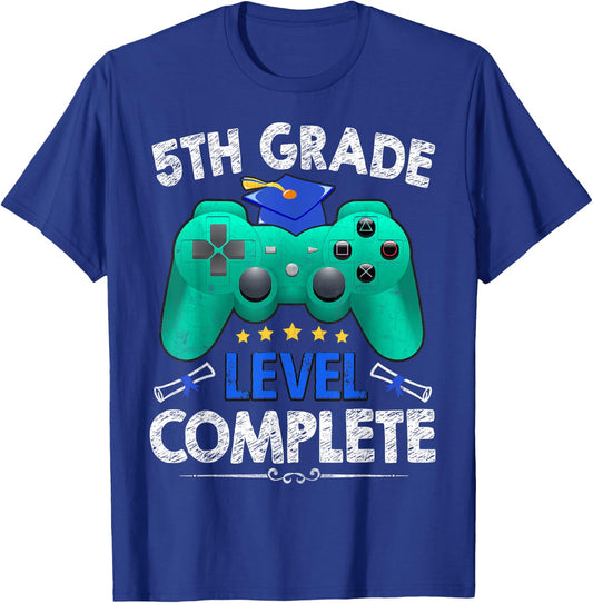 5th Grade Level Complete Gamer Class Of 2025 Graduation T-Shirt - T-Shirt | Royal