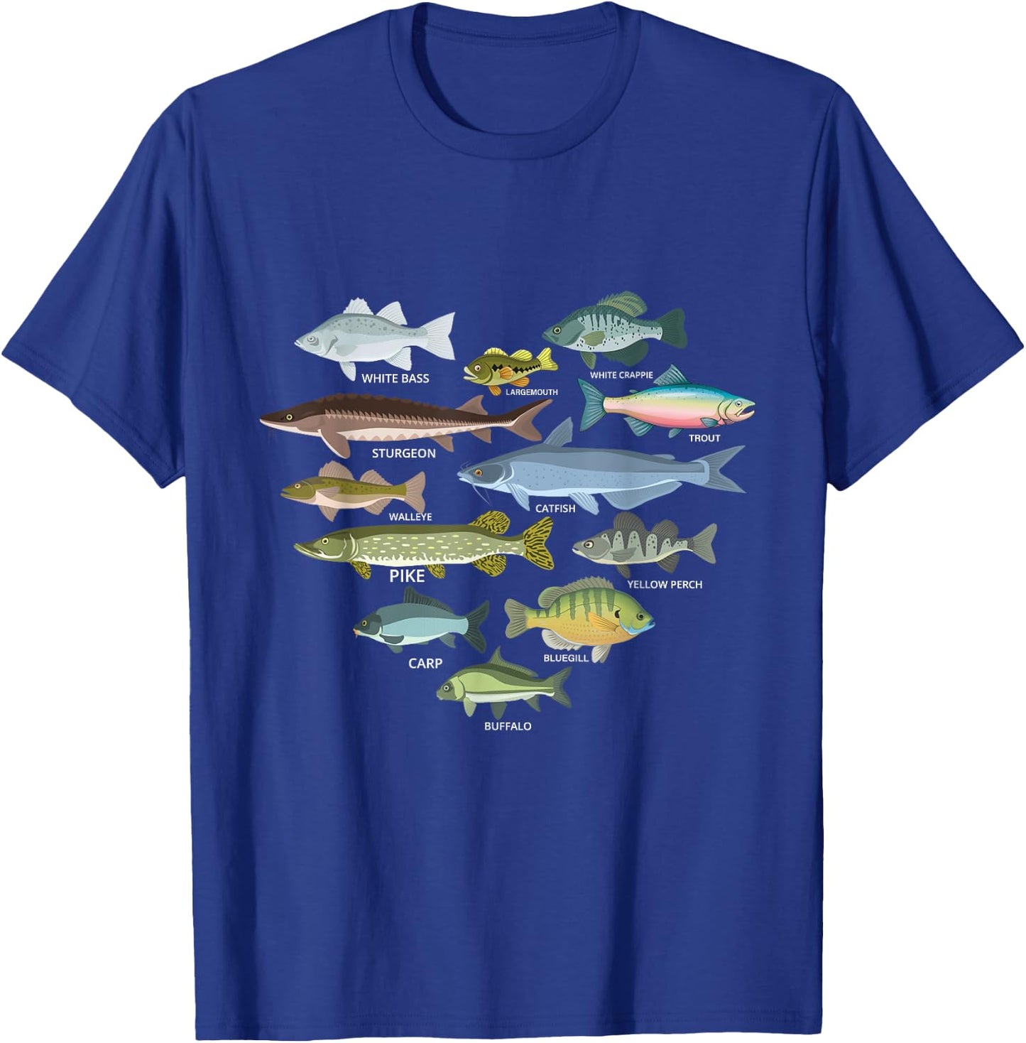 freshwater fish identification heart shape Species Fishing T-Shirt - T-Shirt | Royal