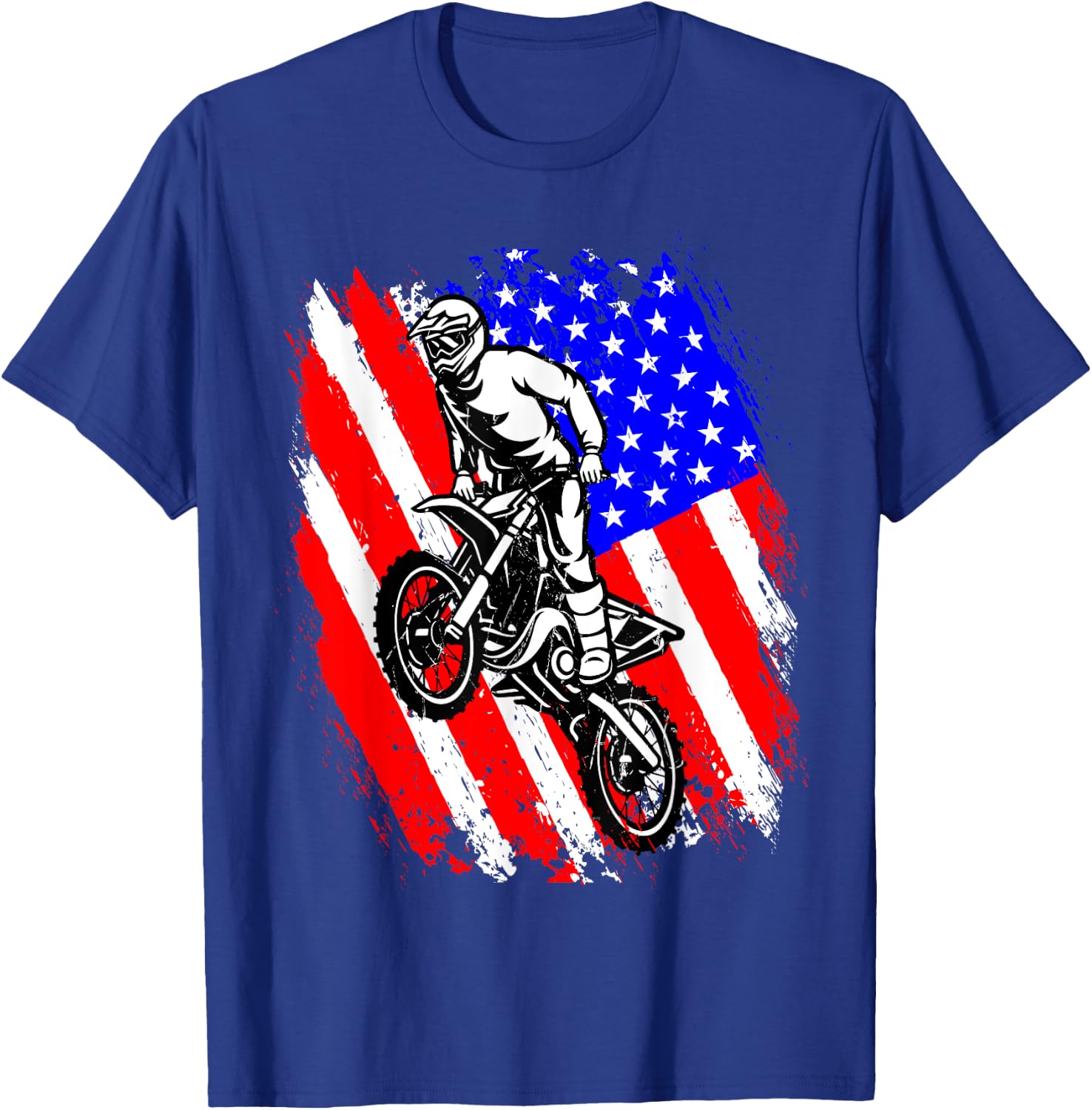 Dirt Bike USA Flag Motocross American Flag T-Shirt - T-Shirt | Royal