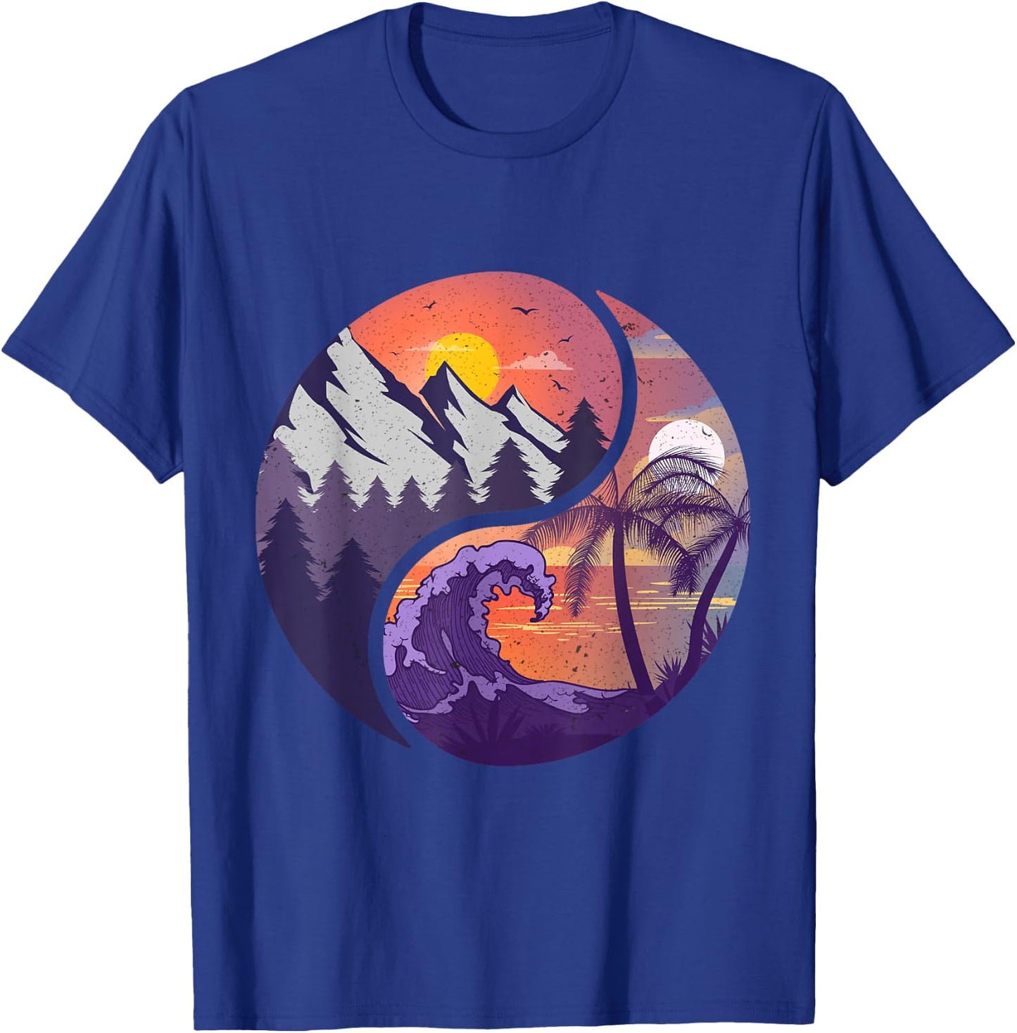 Yin Yang Mountains & Beachscapes T-Shirt - T-Shirt | Royal